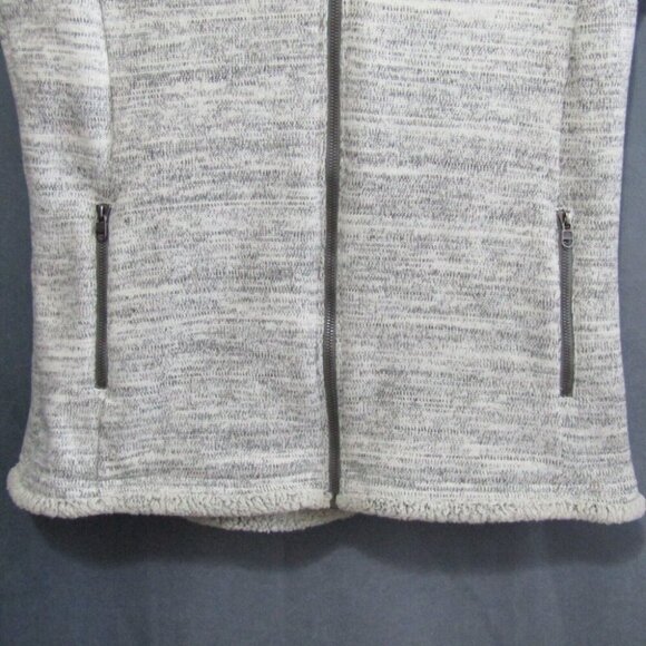 Kuhl Alaska Vest Fleece Sherpa Hooded Gray Cream Womens Size XL Full Zip Pockets - Picture 3 of 10